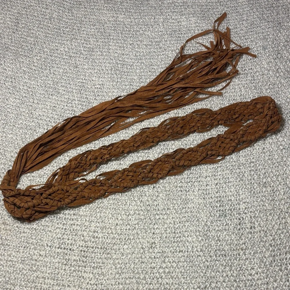 Boho Braided Fringe Belt in Brown